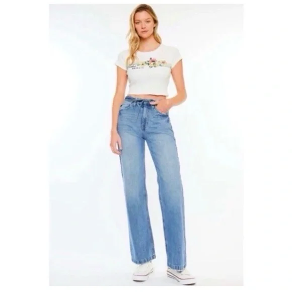 KANCAN 90’s Wide Leg Flare Hi Rise Jeans - Picture 4 of 10